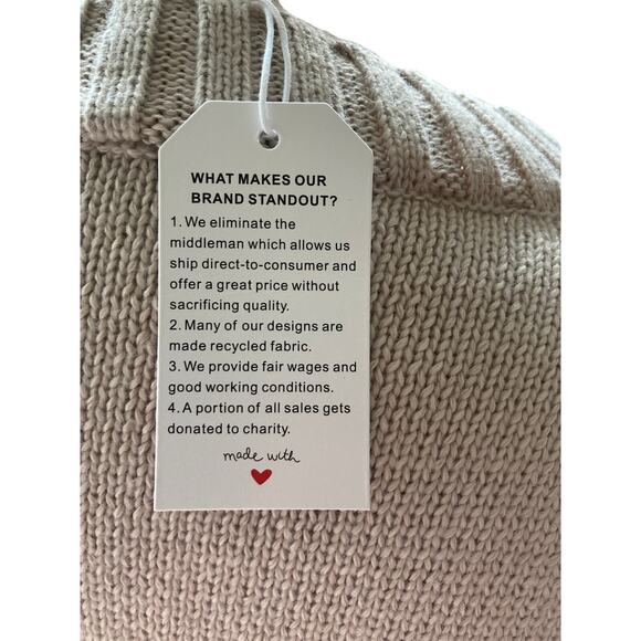 Unique Beige/Tan Knit Crew Neck Sweater Size L - Picture 5 of 6
